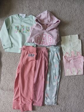 GAP & H&M Kids Pastel Sweatshirts & Joggers Set - Pink, Mint, Gray
